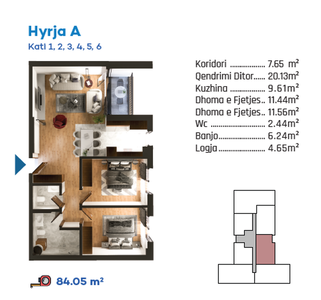 Banese ne RESIDIO 7 (A) 84m² - Kati 1 - 5