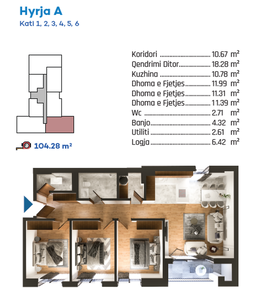 Banese ne RESIDIO 7 (A) 104m² - Kati 1 - 5
