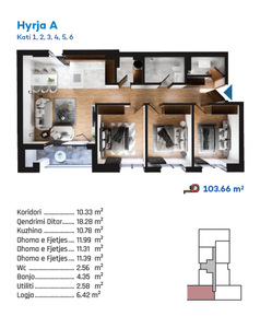 Banese ne RESIDIO 7 (A) 103m² - Kati 1 - 4