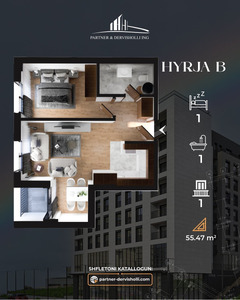 Banese ne RESIDIO 7 (B) 55m² - Kati 1 - 3