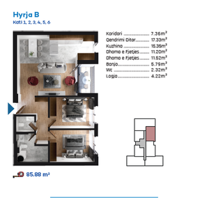 Banese ne RESIDIO 7 (B) 86m² - Kati 3 - 3