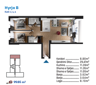 Banese ne RESIDIO 7 (B) 100m² - Kati 4 - 3