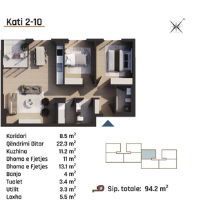Banese ne RESIDIO 11 (C) 94m² - Tipi 1 Kati 2 - 10 - 5