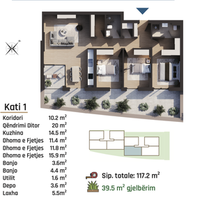 Banese ne RESIDIO 11 (C) 157m² - Tipi 2 Kati 1 - 3