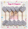 Foam Glitter Silver Heart Topper with Stick (Pack of 10)