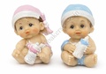 Baby Shower doll Miniature Cake Topper with Milk Bottle - Boy & Girl