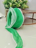 PR9 Pearl Organza Ribbon 1M - Dark Green