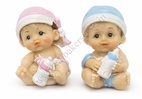 Baby Shower doll Miniature Cake Topper with Milk Bottle - Boy & Girl