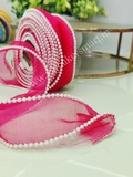 PR11 Pearl Organza Ribbon 1M - Hot Pink