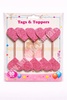 Foam Glitter Pink Heart Topper with Stick (Pack of 10)
