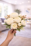 PB10 Soft Ivory Peony Bunch 4B+4S