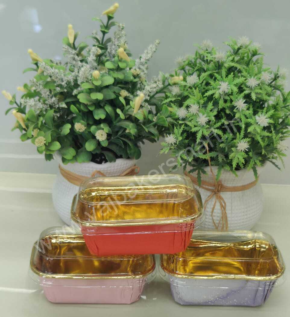 Mini Rectangle Direct Baking Foil Liner with Lid 100gms (Pack of 5)