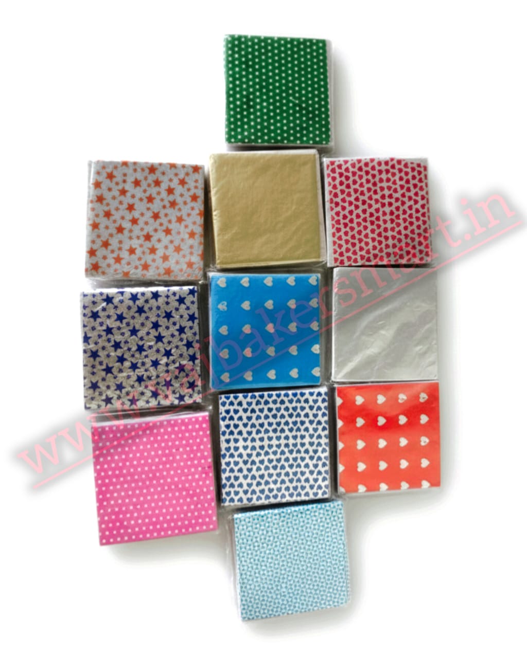 Aluminum Cut Foil Chocolate Wrapper - 8x8cm (Random Colour - Pack of 200)