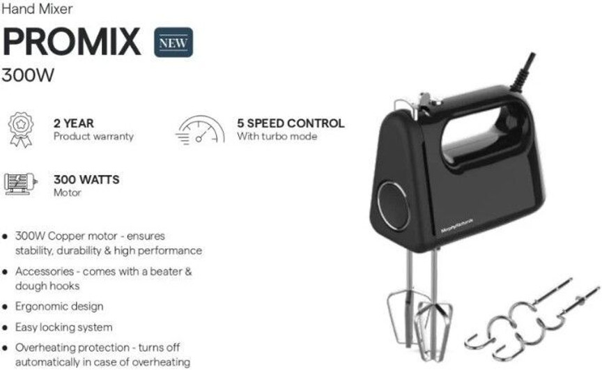 Morphy Richards ProMix 300W Hand Mixer Beater - 5 Speed with Turbo Mode