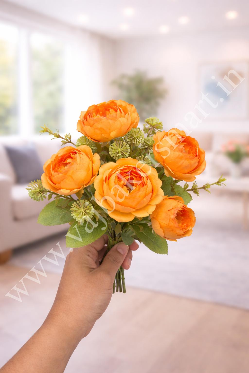 PB1 Vibrant Orange Peony Bunch 5F