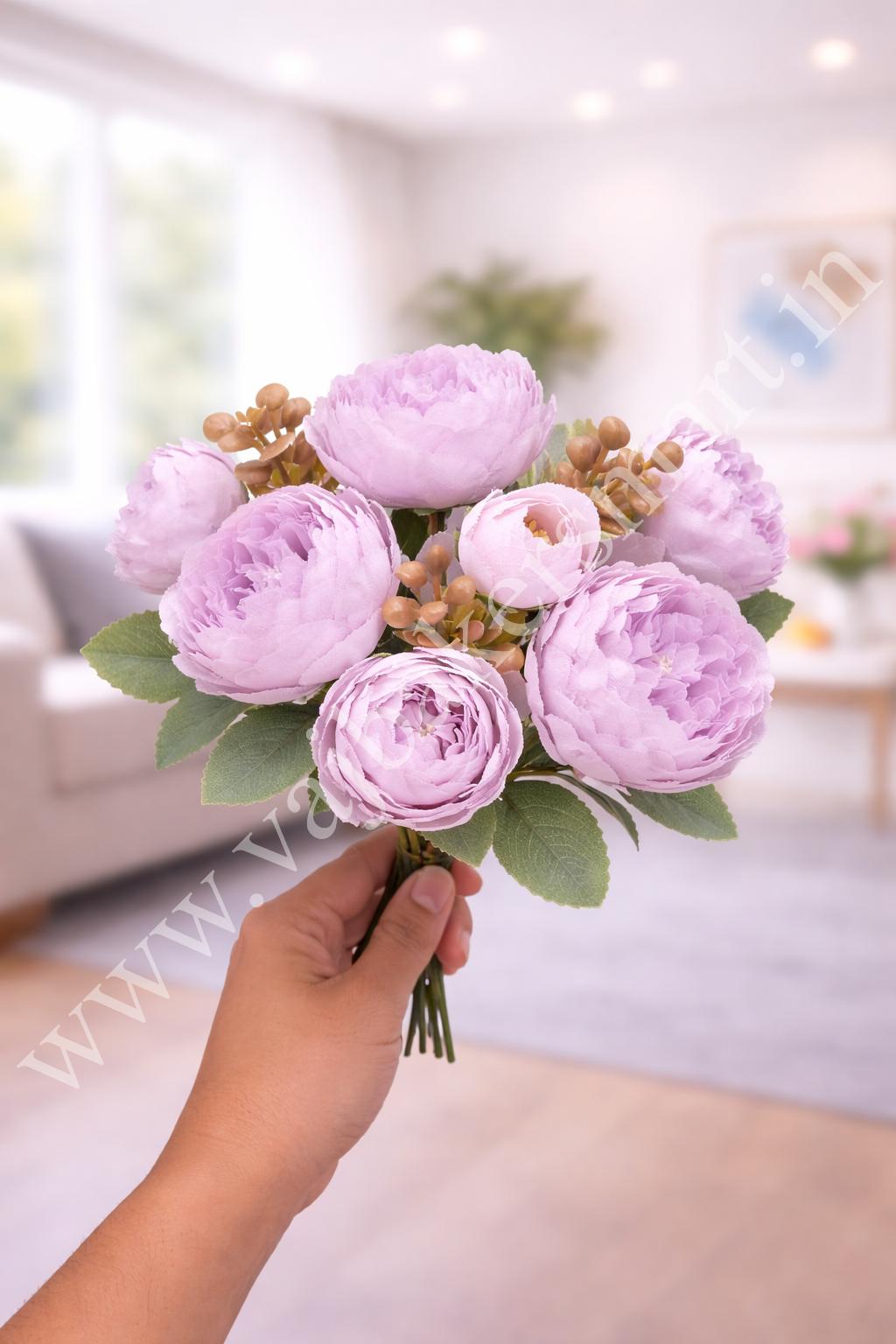 PB7 Soft Lavender Peony Bunch 4B+4S