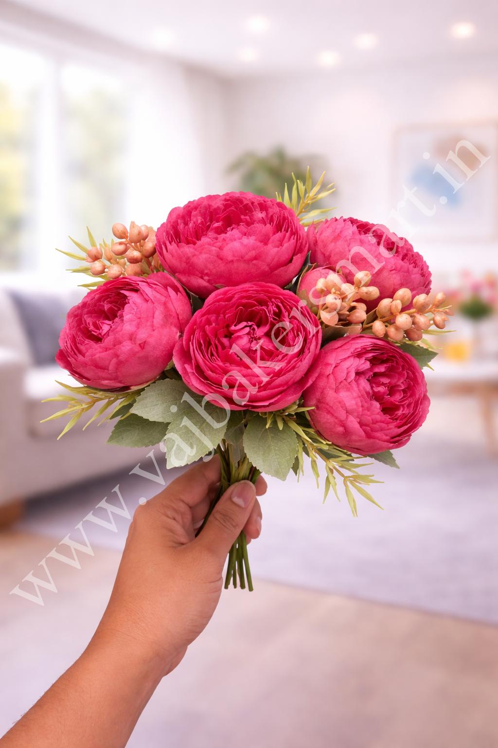 PB9 Rani Pink Peony Bunch 4B+4S