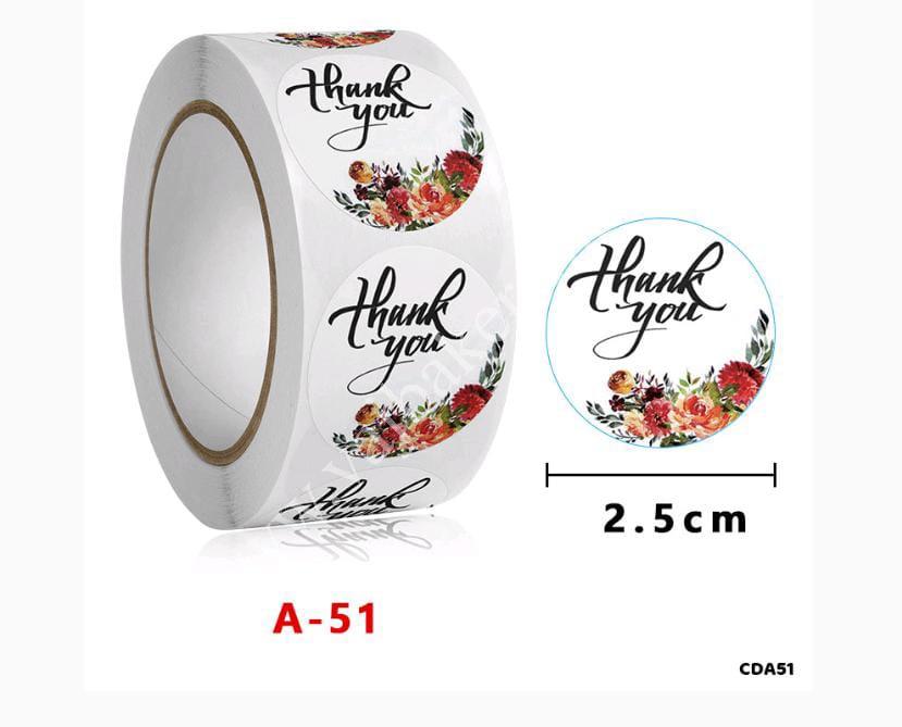CDA51 Thank you Sticker Roll 1inch (500 Stickers)