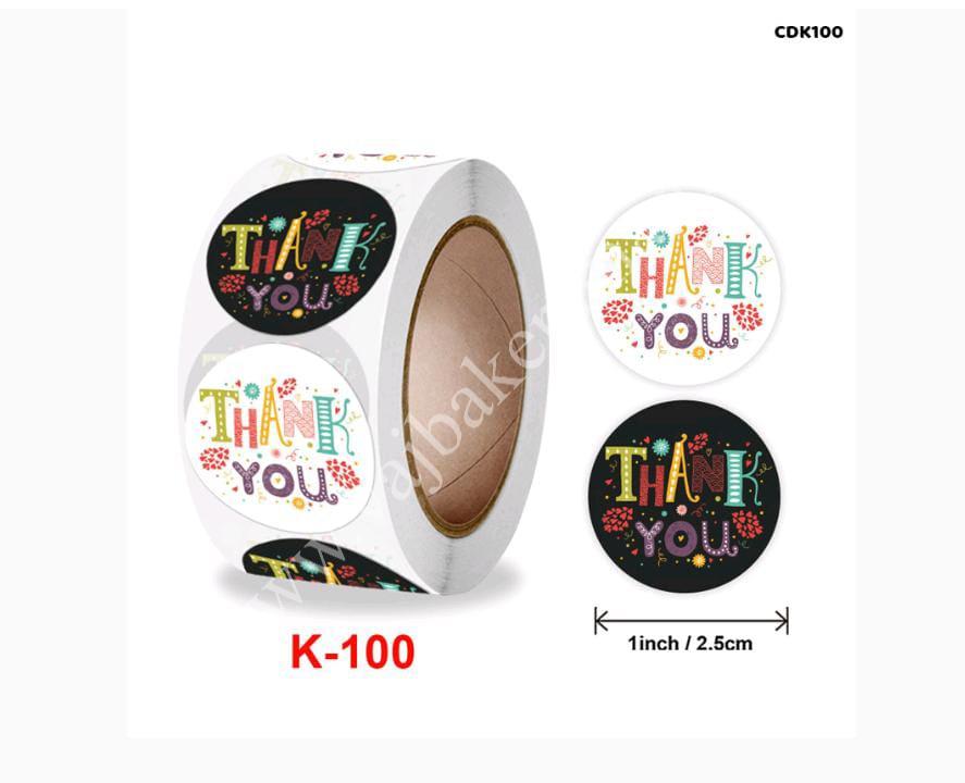 CDK100 Thank you Sticker Roll 1inch (500 Stickers)