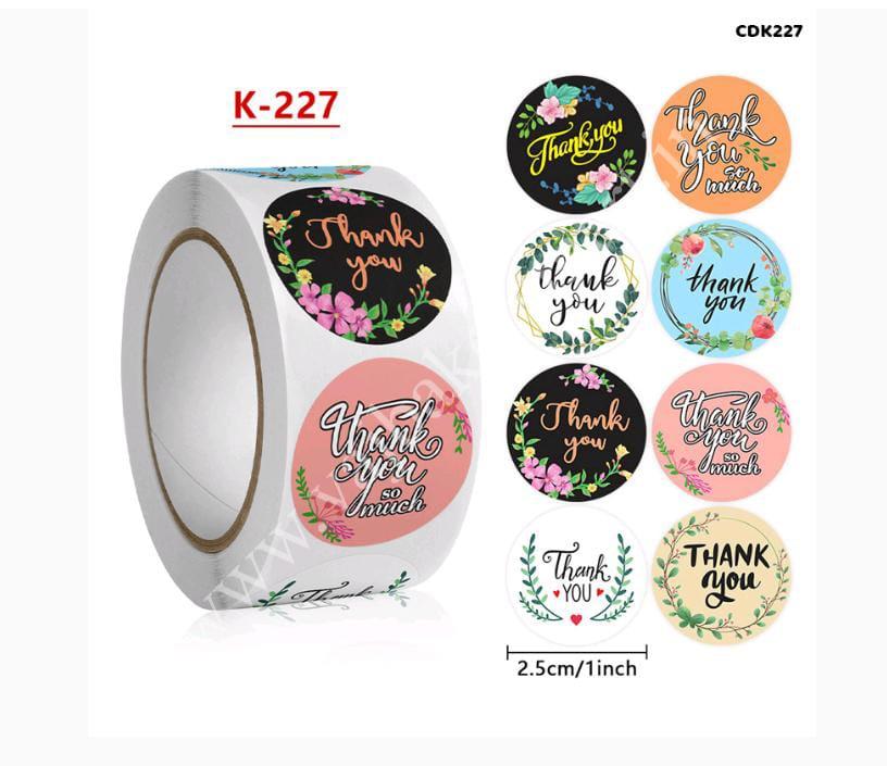 CDK227 Thank you Sticker Roll 1inch (500 Stickers)