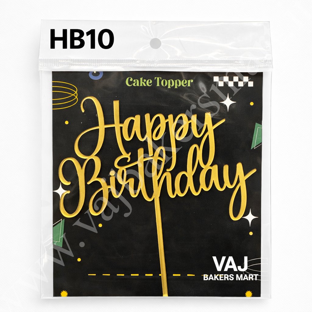 HB10 Acrylic Happy Birthday Topper