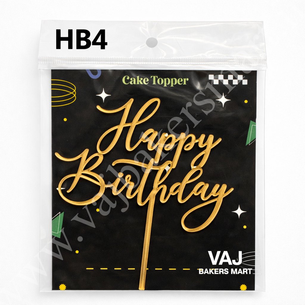 HB4 Acrylic Happy Birthday Topper
