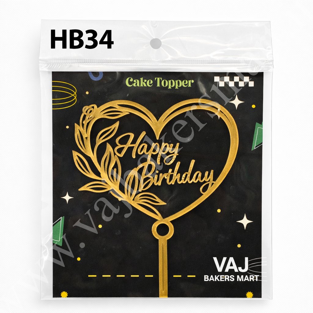 HB34 Acrylic Happy Birthday Topper
