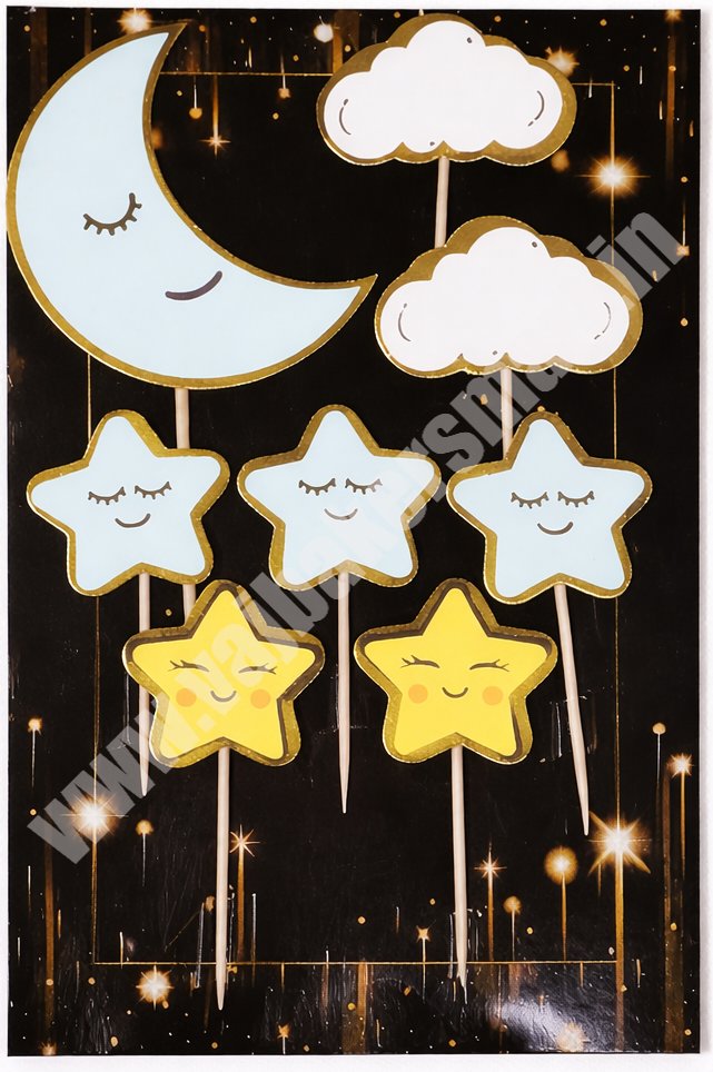 Moon & Stars Paper Toppers (Blue)