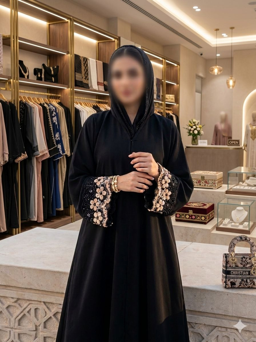 عباية مطرزة بتطريز فريد