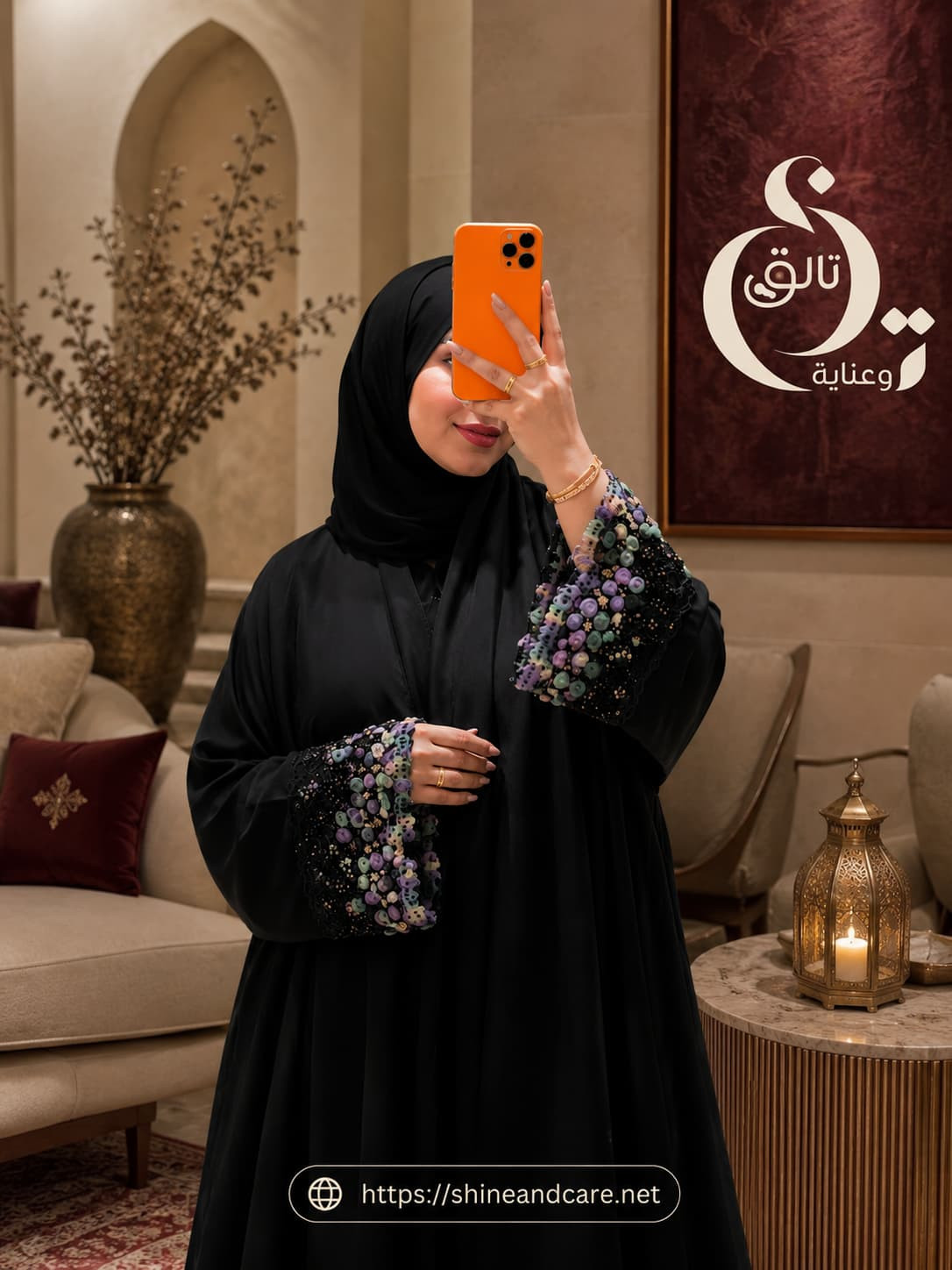 عباية مطرزة لافندر