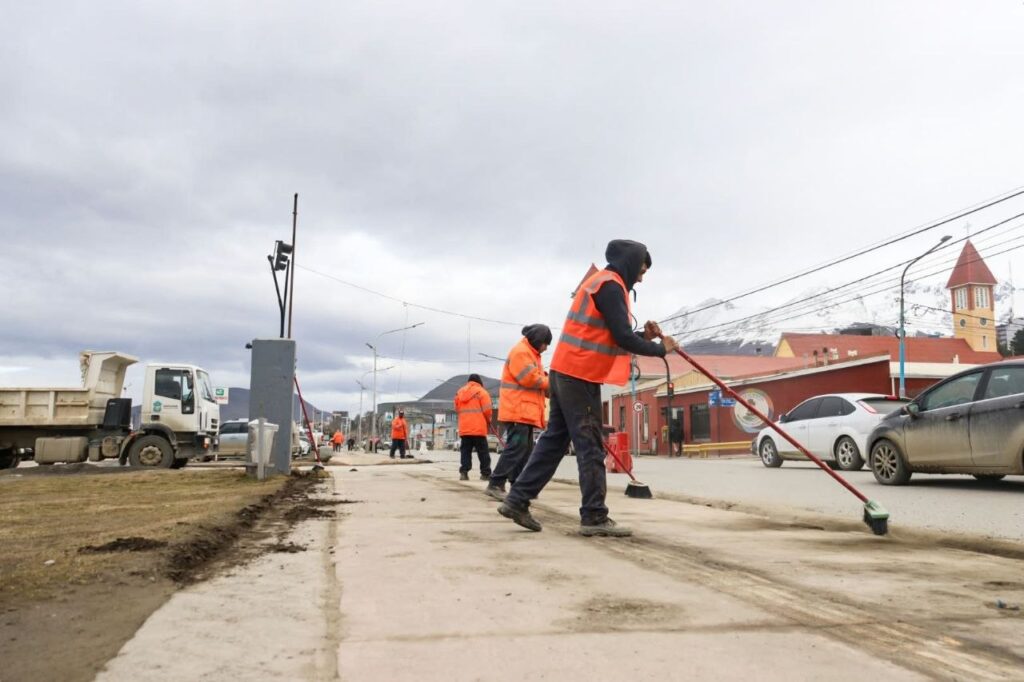 Tareas de limpieza y puesta en valor sobre la avenida Maipú