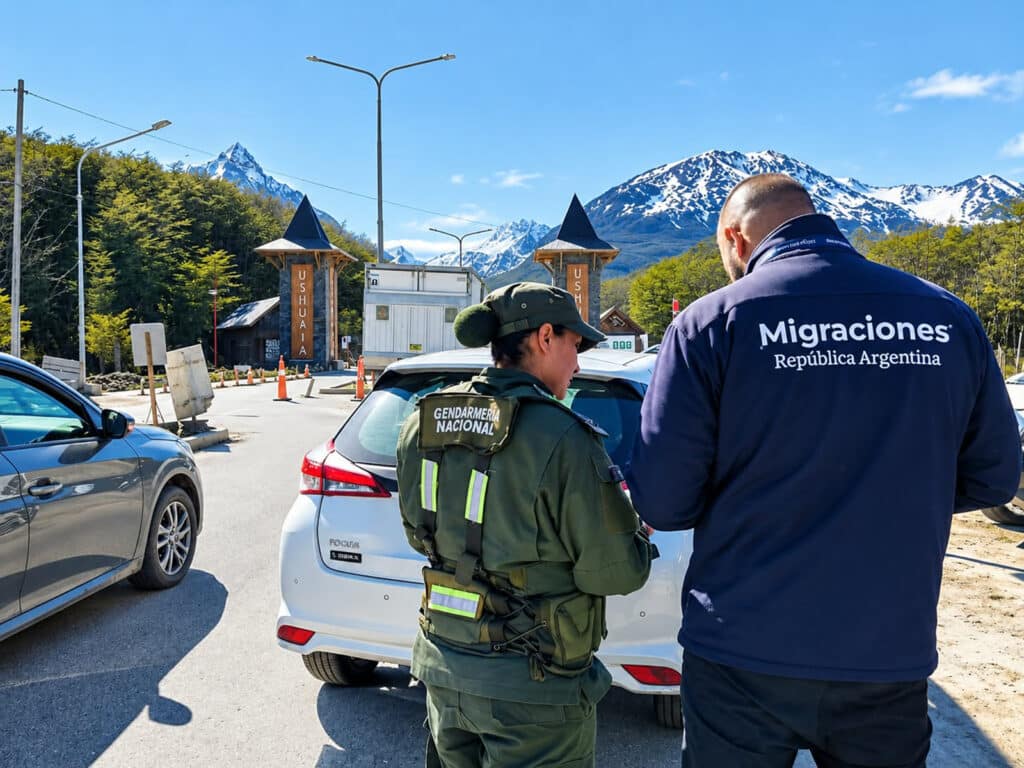 Control de Migraciones y Gendarmería en la RN 3, Ushuaia