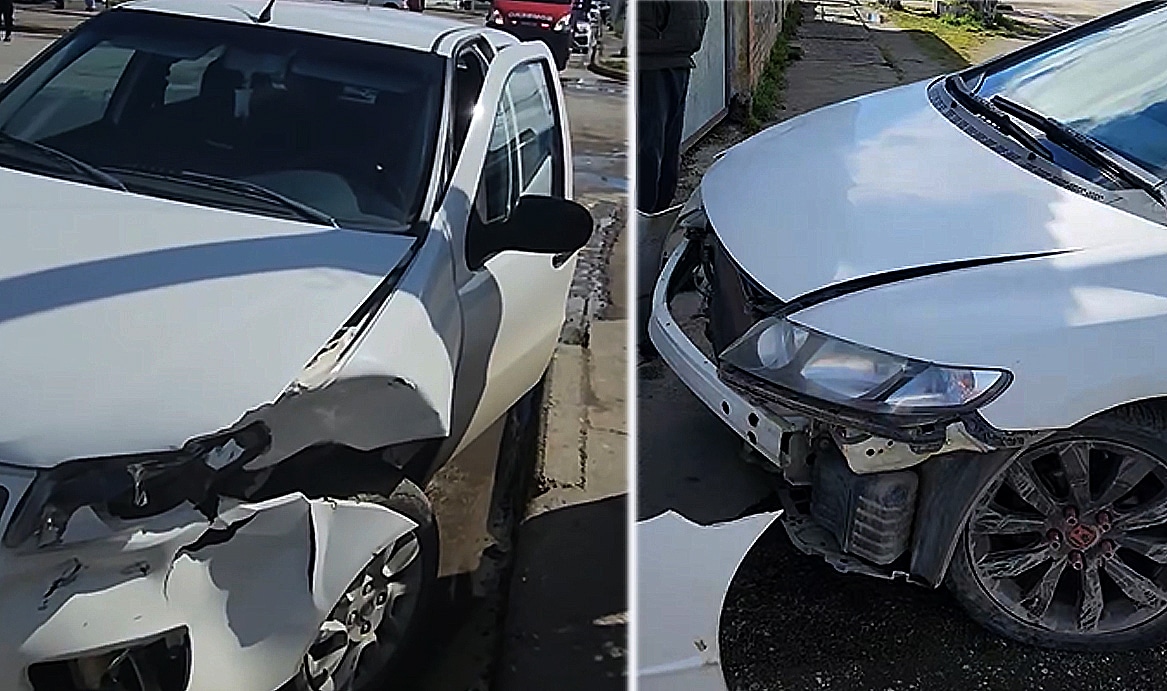 Choque entre dos autos y una persona con herida leve