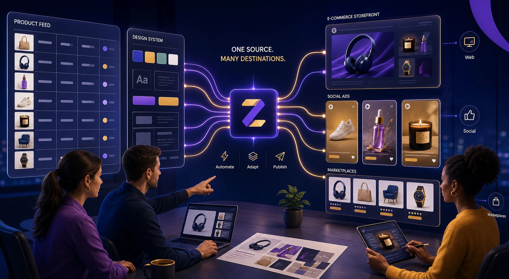 Ecommerce team creating many product promo videos from one shared feed