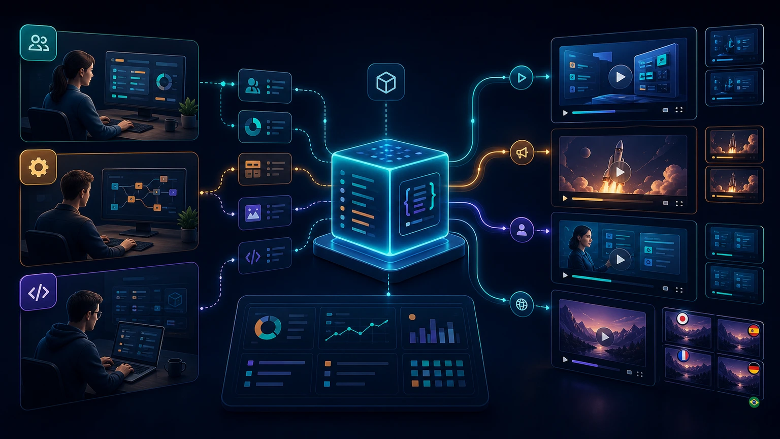 Use cases for a JSON to video API across product and automation teams
